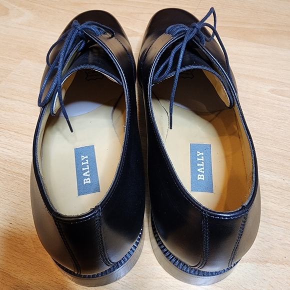Bally Black Leather Derby Oxford Dress Shoes Mens 9.5 9.5E NEW Made In France